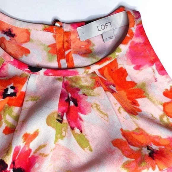 LOFT Orange Floral Shift Dress - Picture 3 of 7